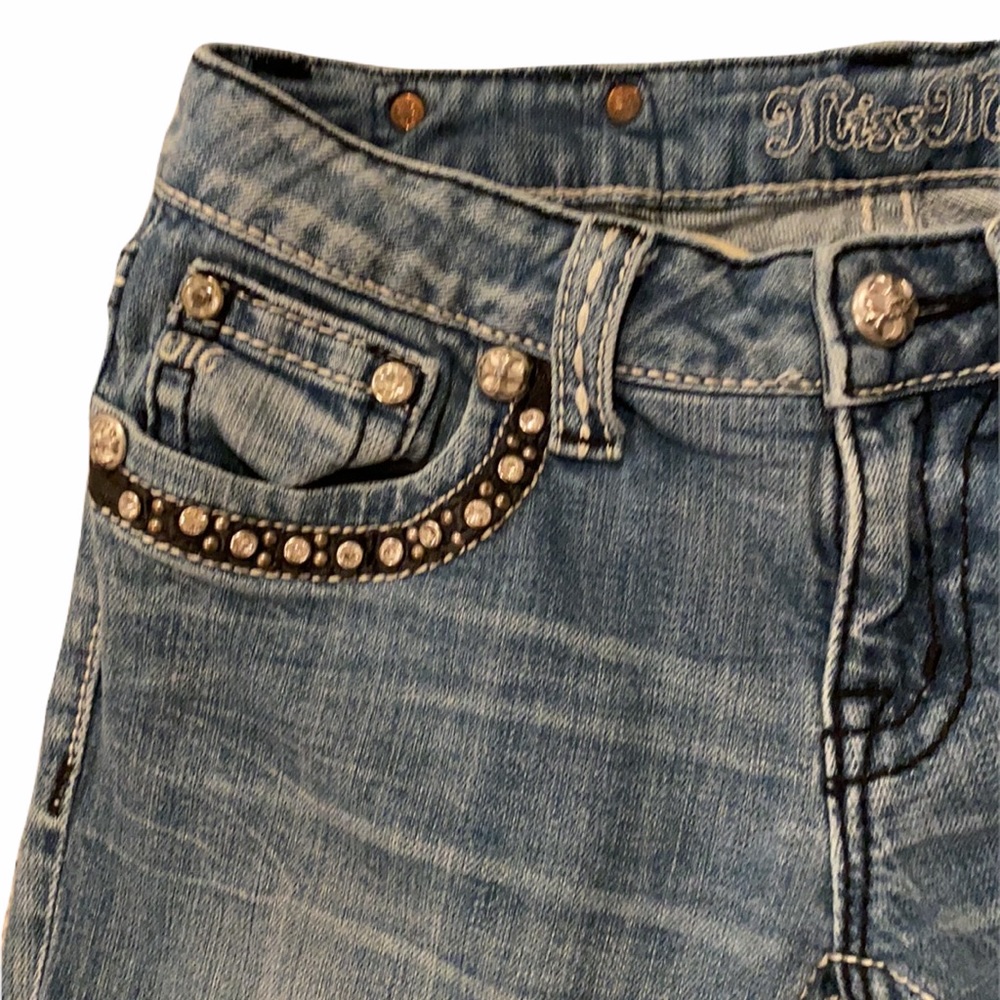 Miss Me Low Rise Skinny Bootcut Rhinestone Jeans - Picture 7 of 16